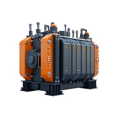 Industrial Auxiliary Power Transformer isolated transparent background. High quality sharp and vivid image.