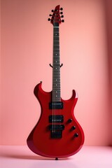 Obraz premium a red electric guitar on a pink background