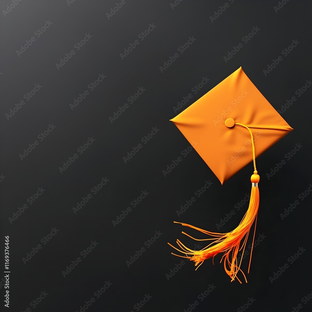 Poster a graduation cap being tossed joyfully into the air against an open empty sky backdrop symbolizing t