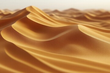 Golden sand dunes ripple gracefully across the landscape, illuminated softly by the morning light...