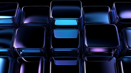Abstract geometric blocks on black background, 3d render