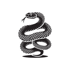 Rattlesnake coiled up silhouette vector art black color design and solid white background