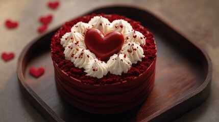 Red velvet bento cake with whipped cream for Valentine's day or Wedding Day.