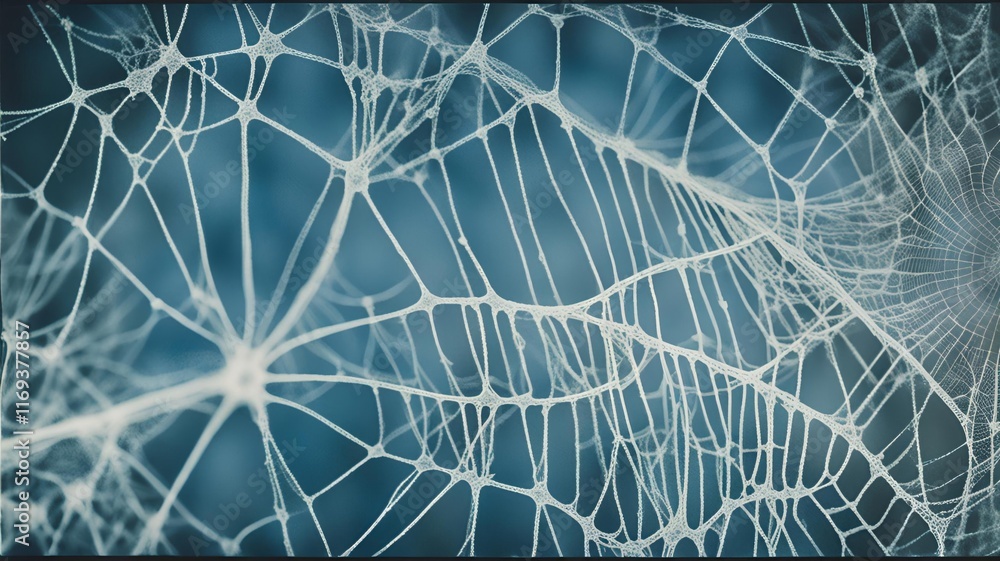 Aufkleber intricate white spider web on blue background with delicate patterns