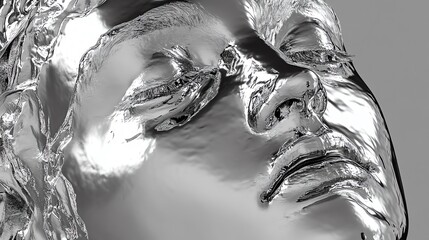 A close-up of a reflective face sculpture showcasing elegance.