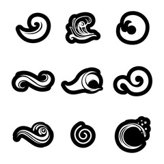Water or wave collection logo and icons flat sytle 