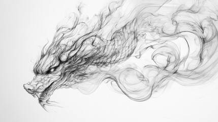 Fototapeta premium Smoke dragon head illustration.