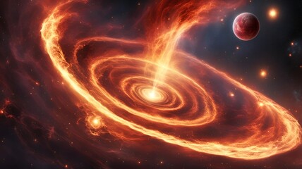 Stunning cosmic art: fiery vortex and planetary wonders