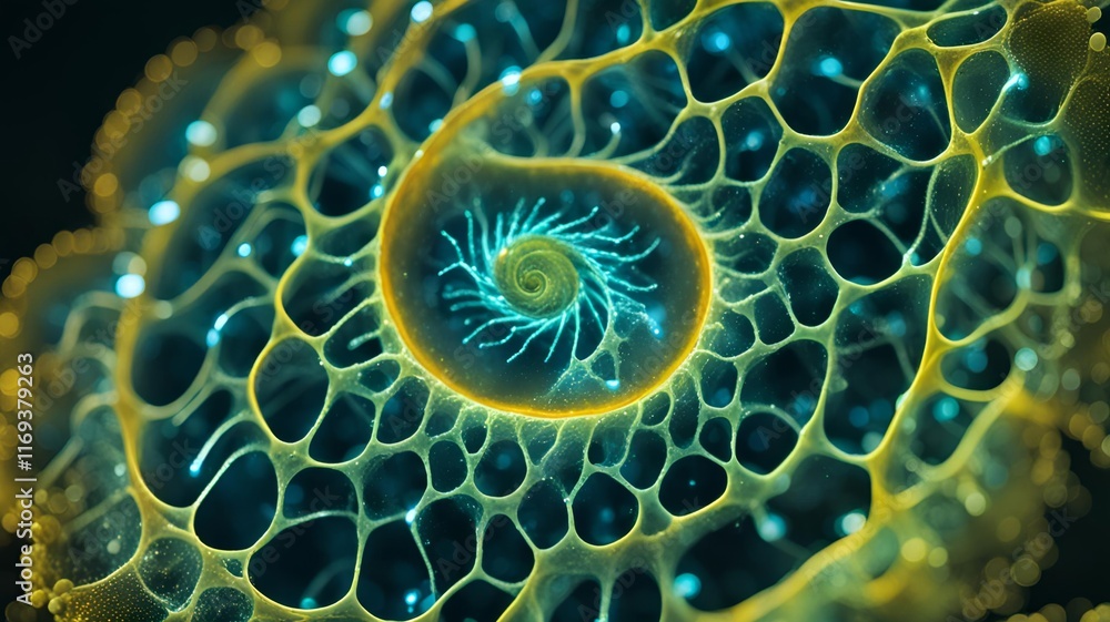 Aufkleber intricate abstract pattern with spiraling glow in vivid colors