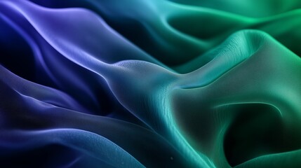 Fototapeta premium Abstract Flowing Fabric with Blue and Green Gradient - made with Generative AI
