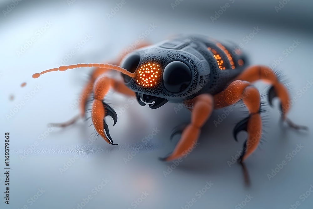 Poster stunning macro photography showcasing a swarm of microscopic insects navigating an intricate pheromo