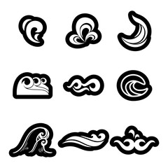 Water or wave collection logo and icons flat sytle 