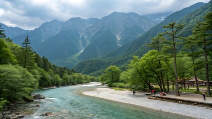 Great nature scenery in Slovenian Alps. Incredible summer landscape on Jasna lake. Triglav national park. Kranjska Gora, Slovenia. Mountain lake Jasna in