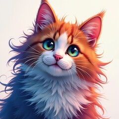 Adorable Fantasy Kitten Portrait with Vibrant Eyes