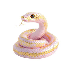 Fototapeta premium Coiled snake symbol of the Chinese zodiac adorned with elegant pink and gold scales