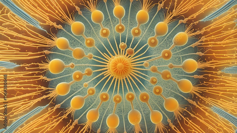 Poster abstract visualization of neural connections in a radiating pattern