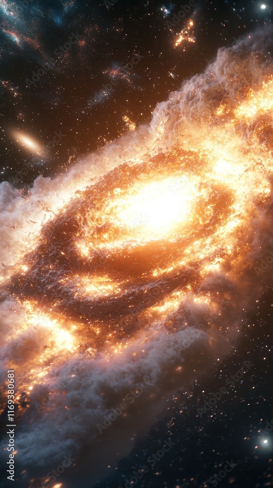 Poster cosmic explosion of light and color in a galaxy outer space digital art vibrant universe wide angle 