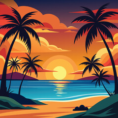 Fototapeta premium Serene Sunset on a Tropical Beach
