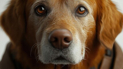 Close-up of a wise old Golden Retriever. Perfect for pet adoption campaigns, veterinary services, or dog product advertising.