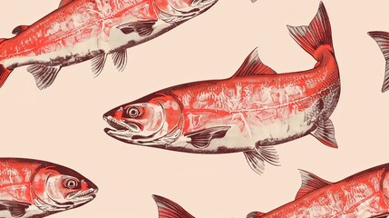 Salmon seamless pattern wallpaper