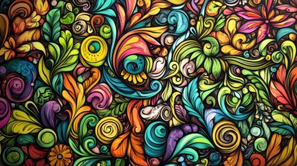 Vivid colorful abstract floral pattern. Great for textile prints, wallpaper, wrapping paper, scrapbooking, and other decorative projects.
