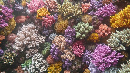 Vibrant coral patterns in reef ecosystems underwater marine environment close-up view nature's beauty