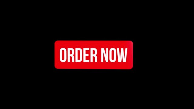 Order Now Button 3D Style Animation with Black Background and Green Screen Background