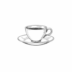 Hand-Drawn Coffee Cup Illustration: A simple yet elegant sketch of a coffee cup and saucer, perfect for adding a touch of vintage charm to your designs.  