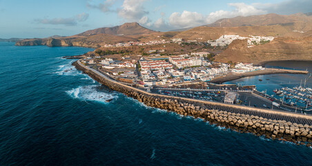 Aerial view of Puerto de las Nieves, Gran Canaria, Spain. Departure point for ferries to other...