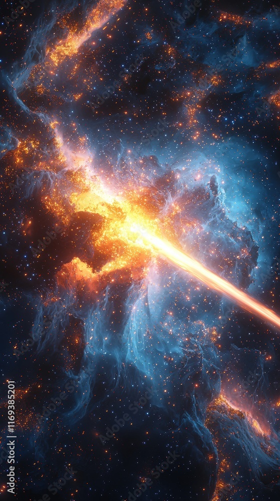 Poster cosmic sparks igniting in space nebula exploration digital art vibrant universe high-resolution cele