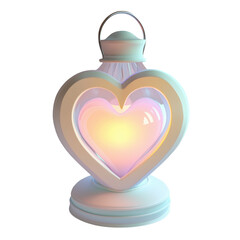 Obraz premium Heart shaped lantern glowing softly in pastel hues for romantic ambiance at night