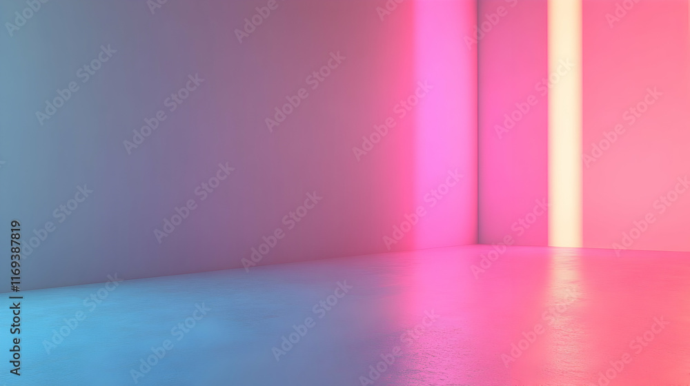 Poster indoor abstract background with glowing pink and violet bokeh over a smooth light turquoise gradient