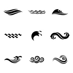 Obraz premium Water or wave collection logo and icons flat sytle 