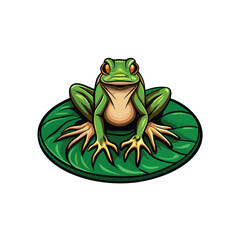A close-up vector illustration of a frog's webbed feet resting on a lily pad.