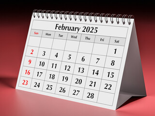 February 2025 calendar. One page of annual business desk monthly calendars