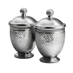 Elegant Silver Storage Containers with Diamond Pattern and Lids