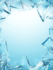Shattered ice creates a cool blue frame background