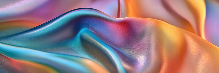 Obraz premium Plano de fundo textura padrão tecido seda cetim em movimento futa-cor muito ocolorido azul, rosa, lilás. amarelo, laranja