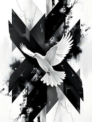 Geometric Dove Harmony: Modern Art Interplay of Form and Shape