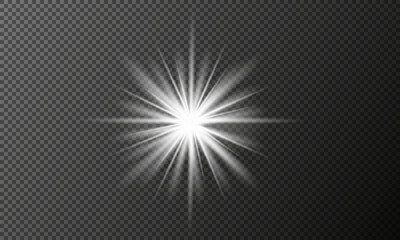 Bright glowing star. White light effect. Vector illustration
