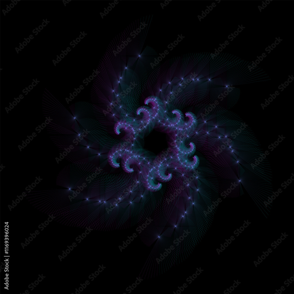 Wall mural spirograph abstract element on a black background