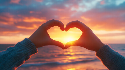 Heart Shaped Hands at Sunset
