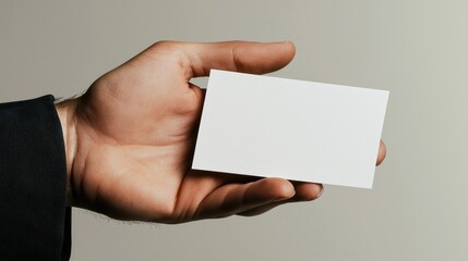Fototapeta premium Business card exchange opportunity professional setting image of hand minimalist background close-up networking concept