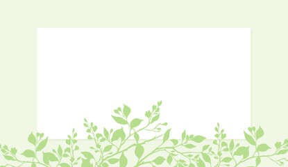 Spring green abstract background, frame with branches and leaves. Vector illustration for card, presentation, wallpaper, poster, banner, print, packaging, web design