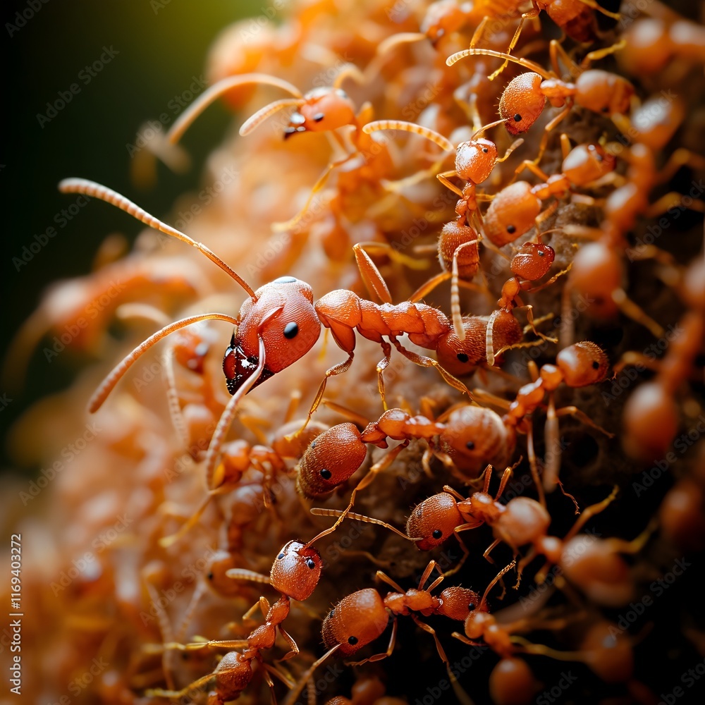 Poster captivating bird s eye view of industrious ant colony s intricate social hierarchy showcasing vivid 