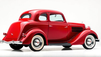 Fototapeta premium Classic vintage luxury red car isolated on white background