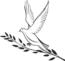 Flying dove Silhouette vector art with a white background