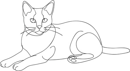 Continuous one line cat pet drawing out line vector illustration design