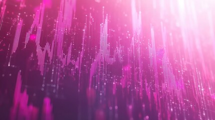 Abstract pink data visualization with glowing lines and particles. Ideal for technology backgrounds presentations or data analysis displays.
