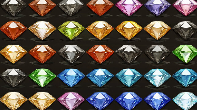 Colorful Gemstones Arranged in Rows and Columns..